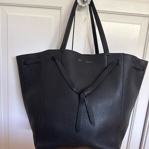 Authentic Celine large Cabas black Leather Tote Bag, Italy, great condition.